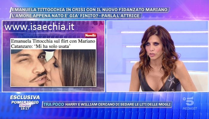 ‘Pomeriggio 5’, Emanuela Tittocchia accusa il suo ex Mariano Catanzaro: “Non voglio più avere uomini così: manipolatori, narcisi, aggressivi” preview