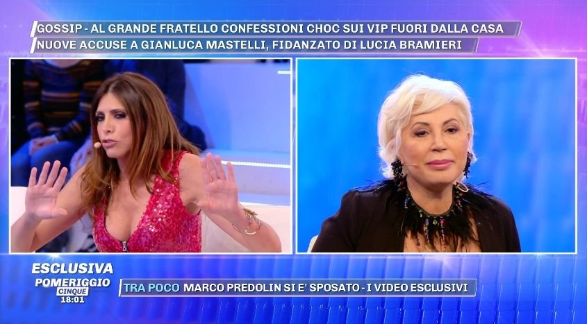 ‘Pomeriggio 5’, è scontro tra Lucia Bramieri ed Emanuela Tittocchia a causa di… Gianluca Mastelli! E spunta un’altra donna… (video)