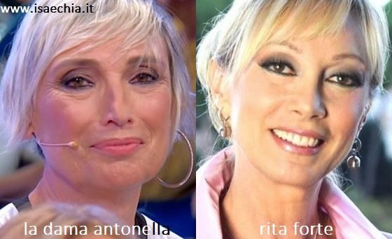 Somiglianza tra Antonella, dama del Trono over di 'Uomini e Donne', e Rita Forte