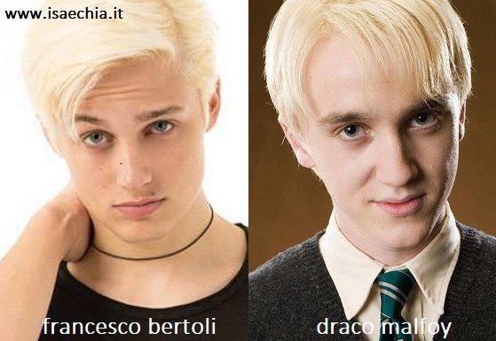 Somiglianza tra Francesco Bertoli e Draco Malfoy di 'Harry Potter'