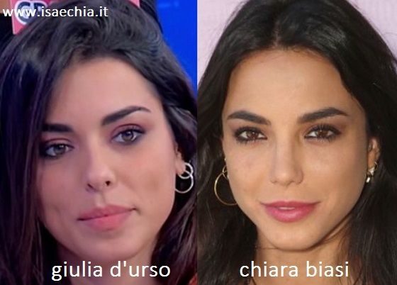 Somiglianza tra Giulia D'Urso e Chiara Biasi
