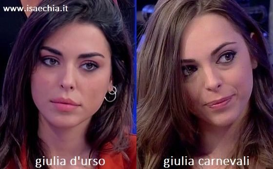 Somiglianza tra Giulia D'Urso e Giulia Carnevali