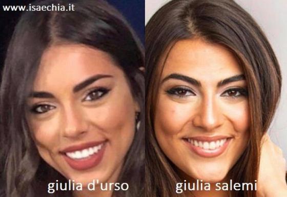 Somiglianza tra Giulia D'Urso e Giulia Salemi