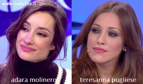 Somiglianza tra Adara Molinero e Teresanna Pugliese