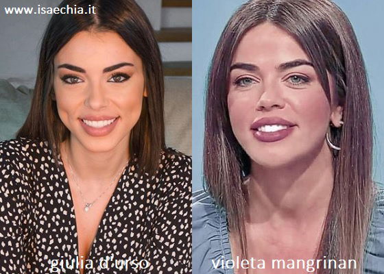 Somiglianza tra Giulia D'Urso e Violeta Mangrinan