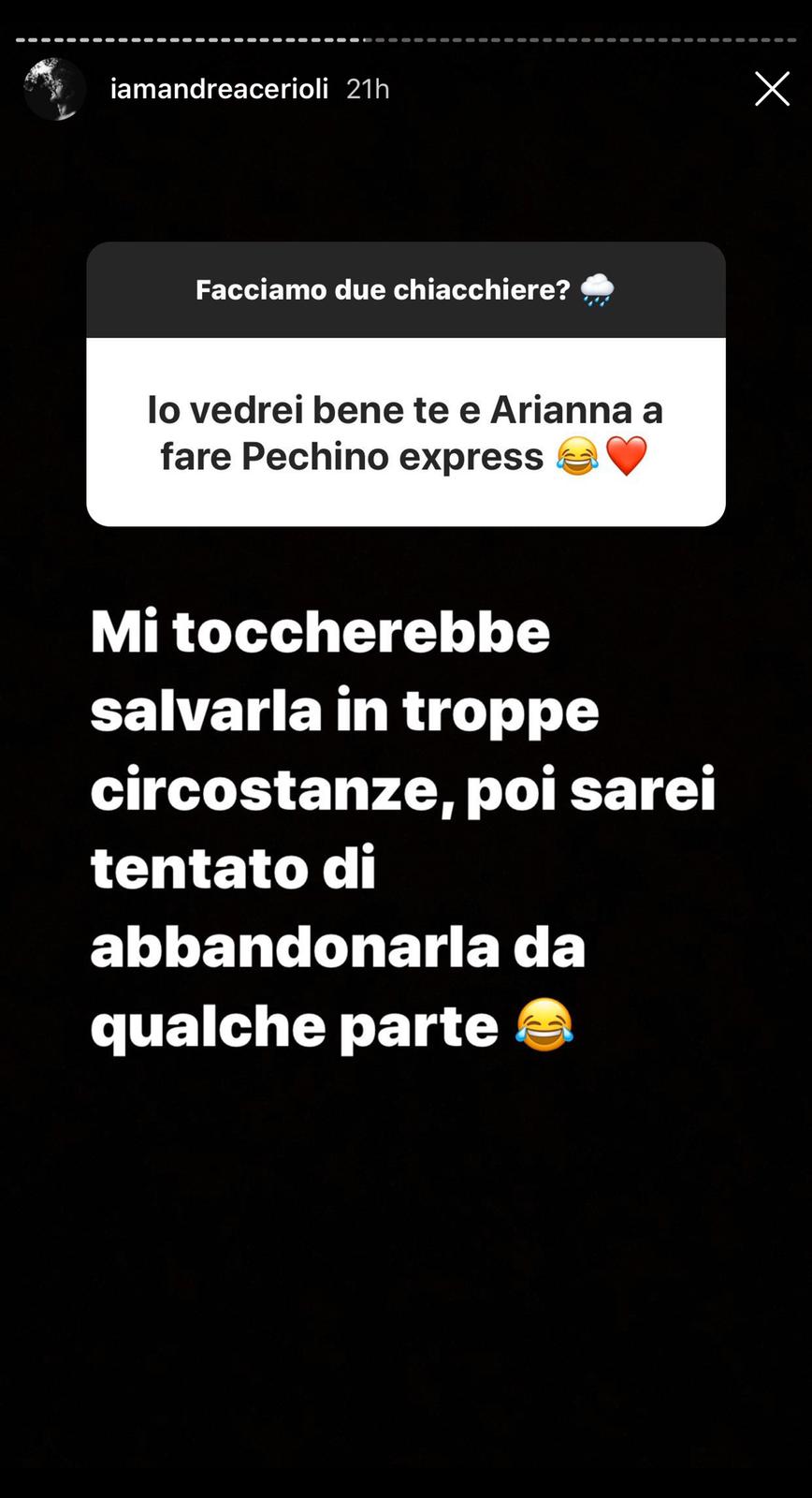 ‘Uomini e Donne’, Andrea Cerioli racconta la sua quarantena con Arianna