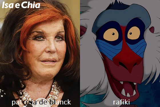 Somiglianza tra Patrizia De Blanck e Rafiki de 'Il Re Leone'