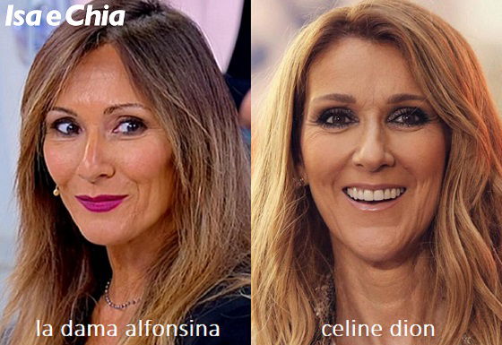 Somiglianza tra Alfonsina, dama del Trono over di 'Uomini e Donne', e Céline Dion