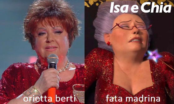 Somiglianza tra Orietta Berti e la fata madrina di Shrek