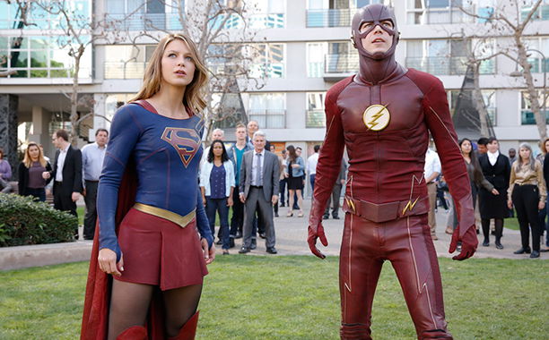 Supergirl -- "Worlds Finest" -- Image: SPG118_2740 -- Pictured (L-R): Melissa Benoist as Kara/Supergirl and Grant Gustin as Barry/The Flash -- Credit: Robert Voets/Warner Bros. Entertainment Inc. © 2016 WBEI. All rights reserved.