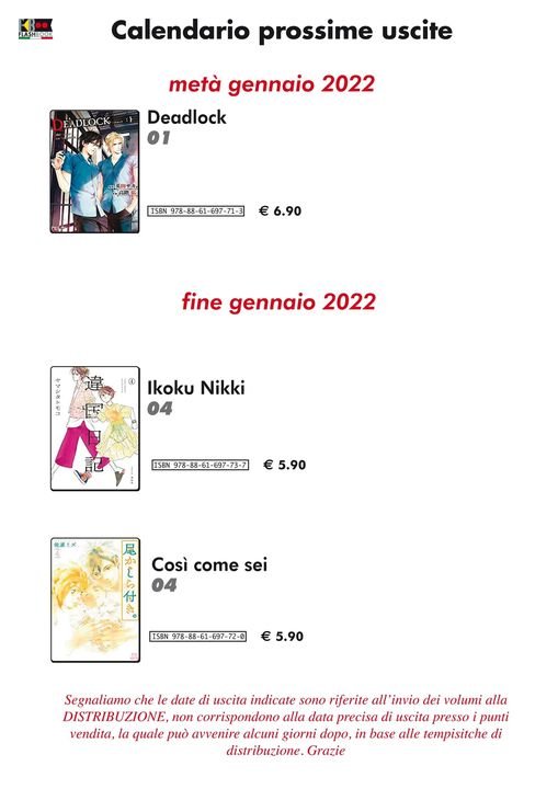 Le uscite manga Flashbook Edizioni di fine Gennaio 2022