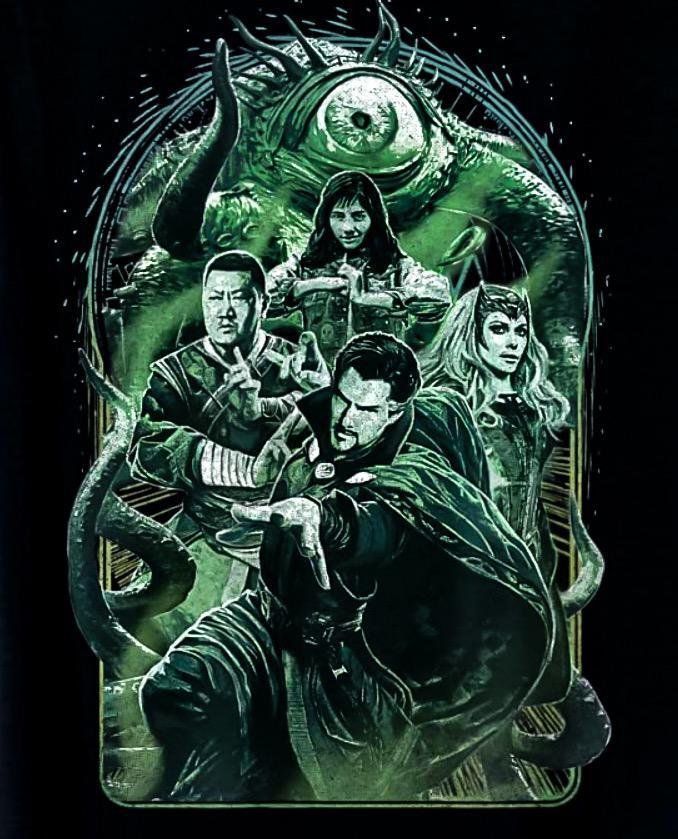 Maglietta con il cast di Doctor Strange in the Multiverse of Madness, compreso Gargantos o Shuma-Gorath