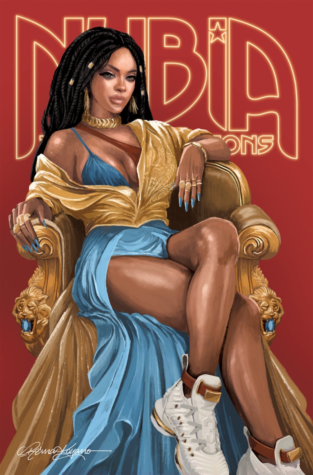 Variant cover di Nubia: Coronation Special di Reina Koyano, con l'incoronazione della Regina delle Amazzoni