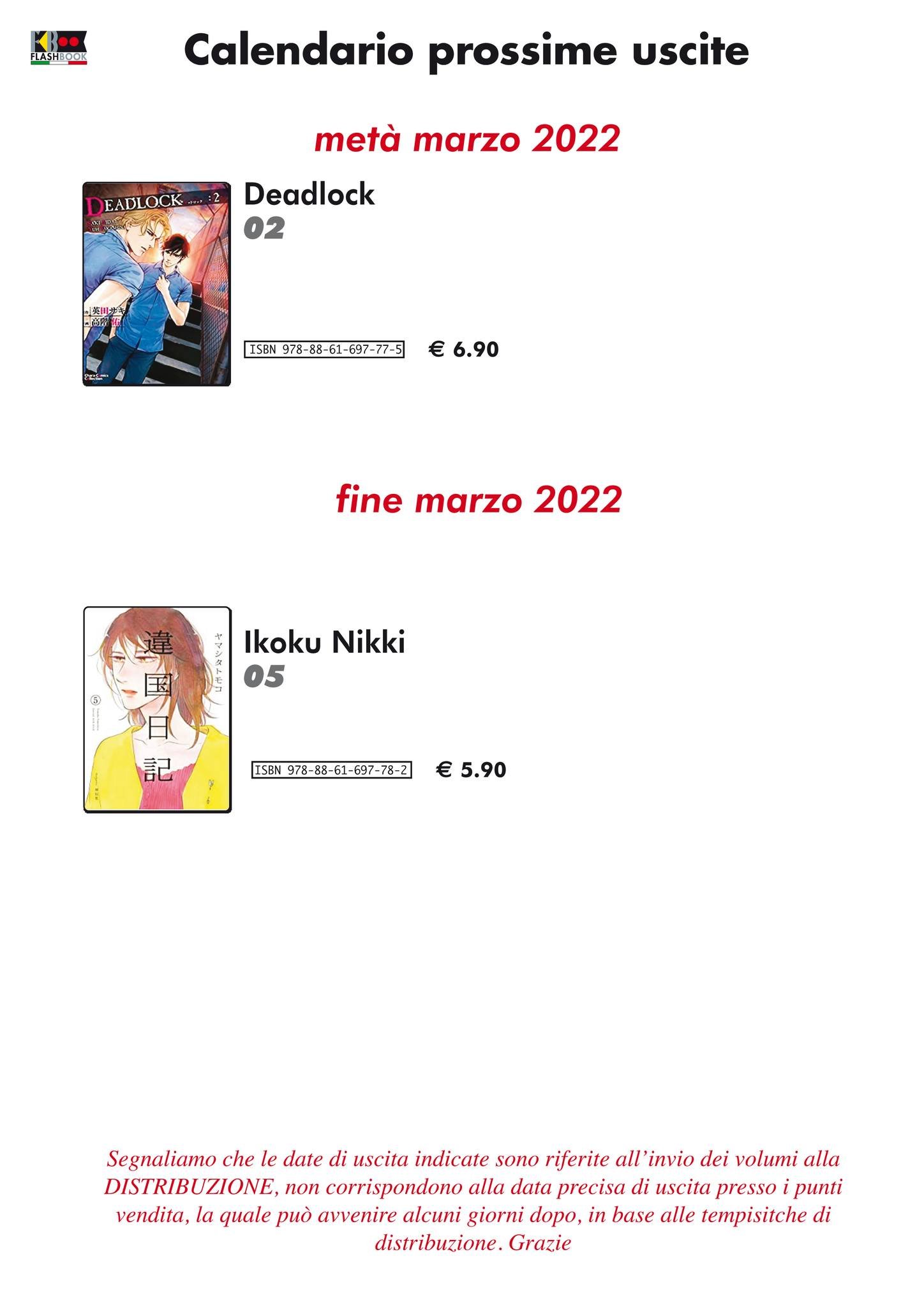 Le uscite manga Flashbook Edizioni di Marzo 2022