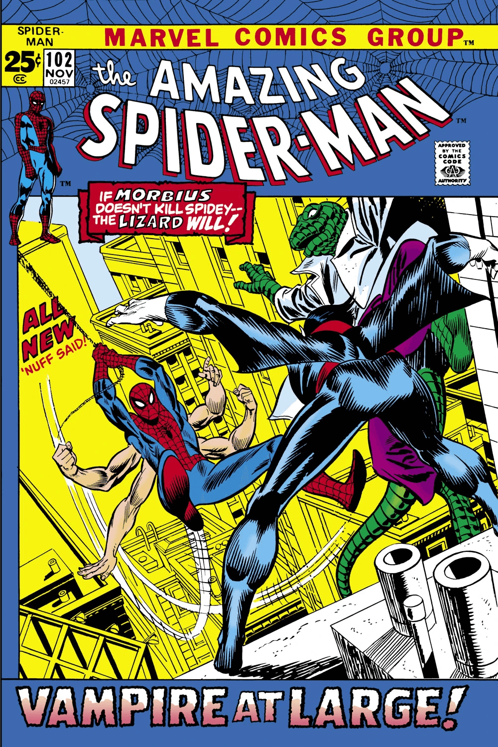 Cover di Amazing Spider-Man 102 di Gil Kane, in cui sono narrate le origini di Morbius