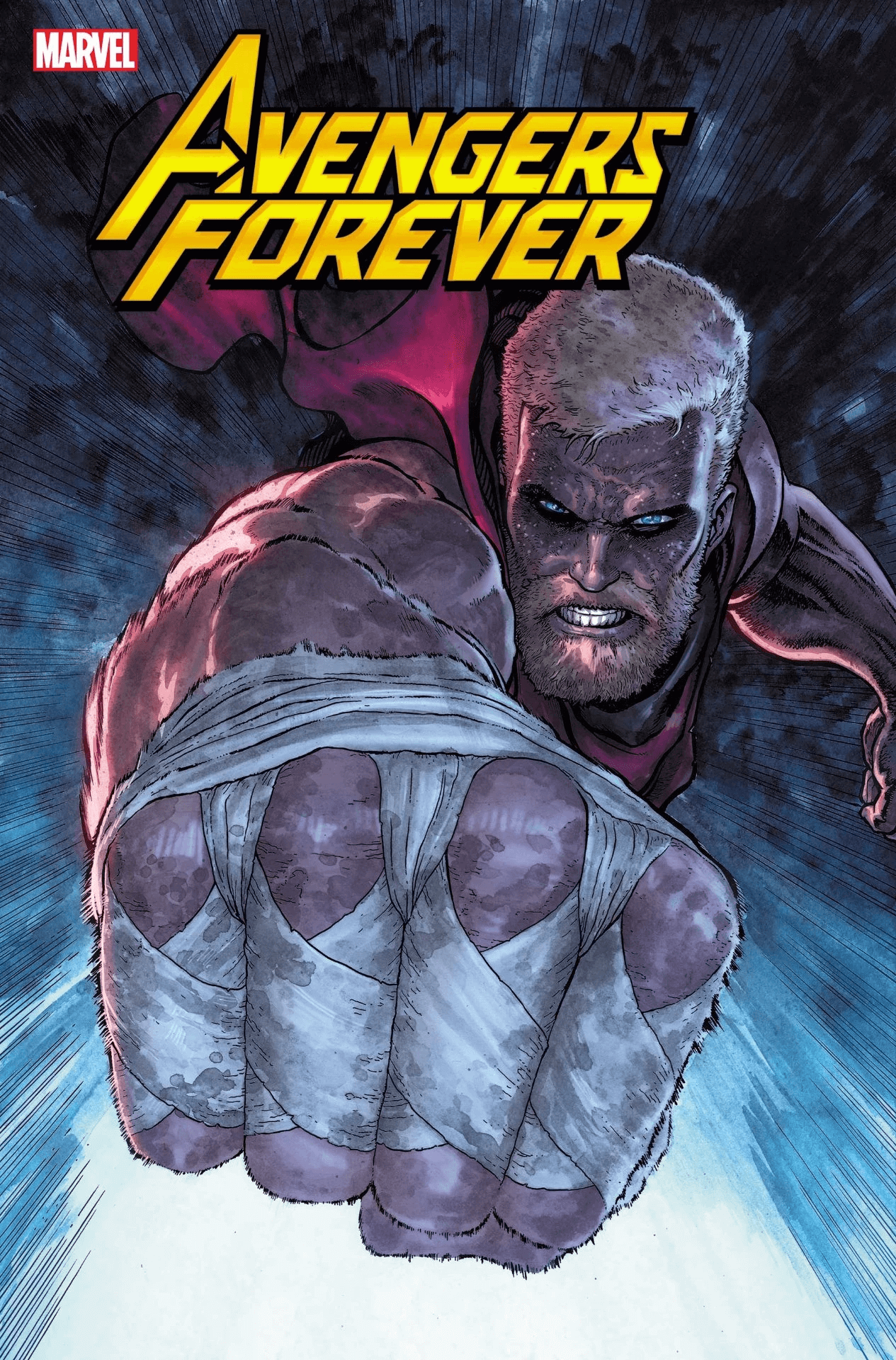Cover di Avengers Forever 8, con un Thor che si allena per diventare Iron Fist