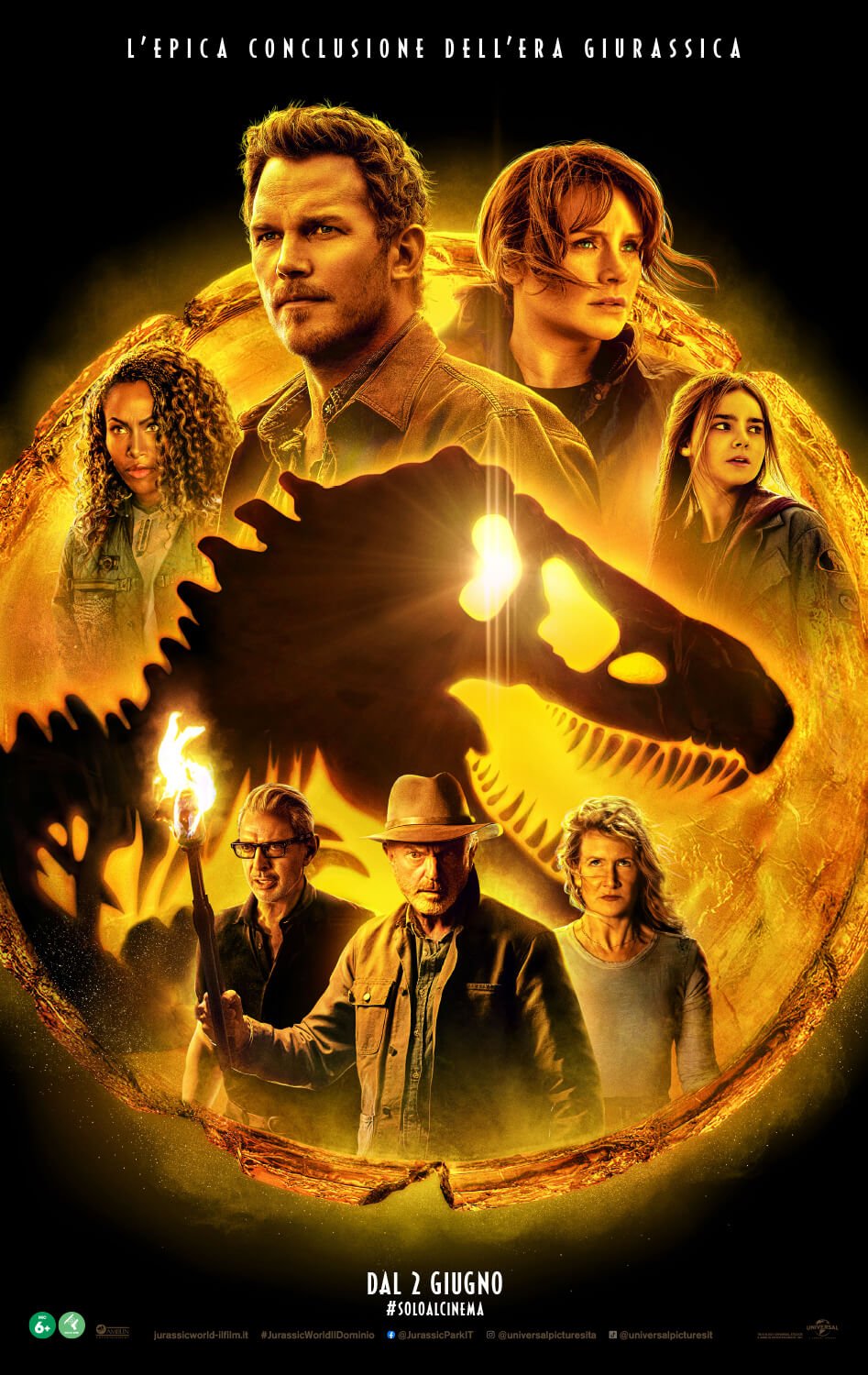 Il nuovo poster di Jurassic World - Il Dominio, rilasciato insieme alla featurette