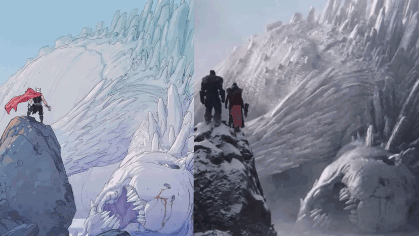 Una vignetta di Esad Ribic ricreata alla perfezione nel trailer di Thor: Love and Thunder preview