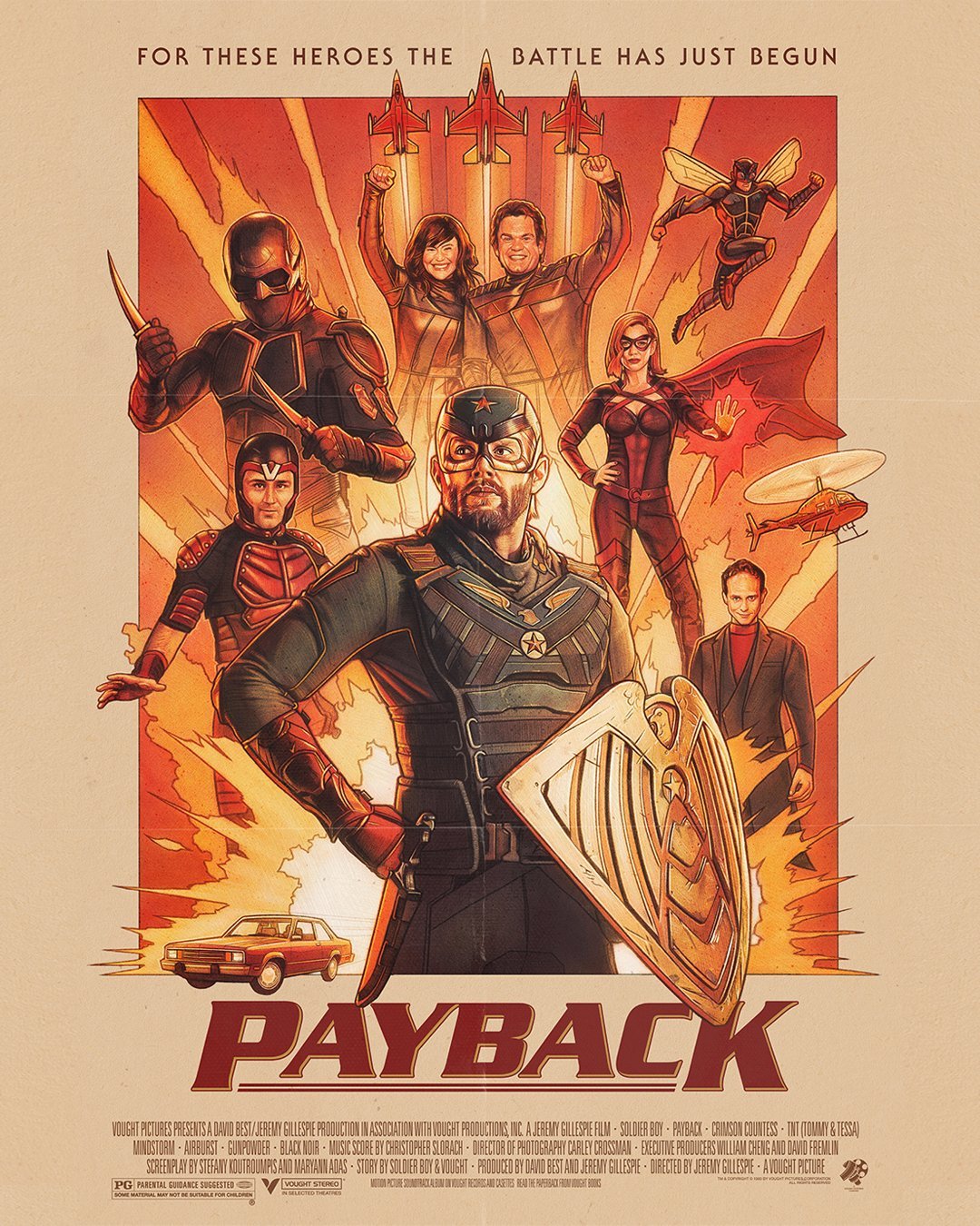 Il poster retrò di Payback, il supergruppo che si vede nel nuovo trailer della stagione 3 di The Boys