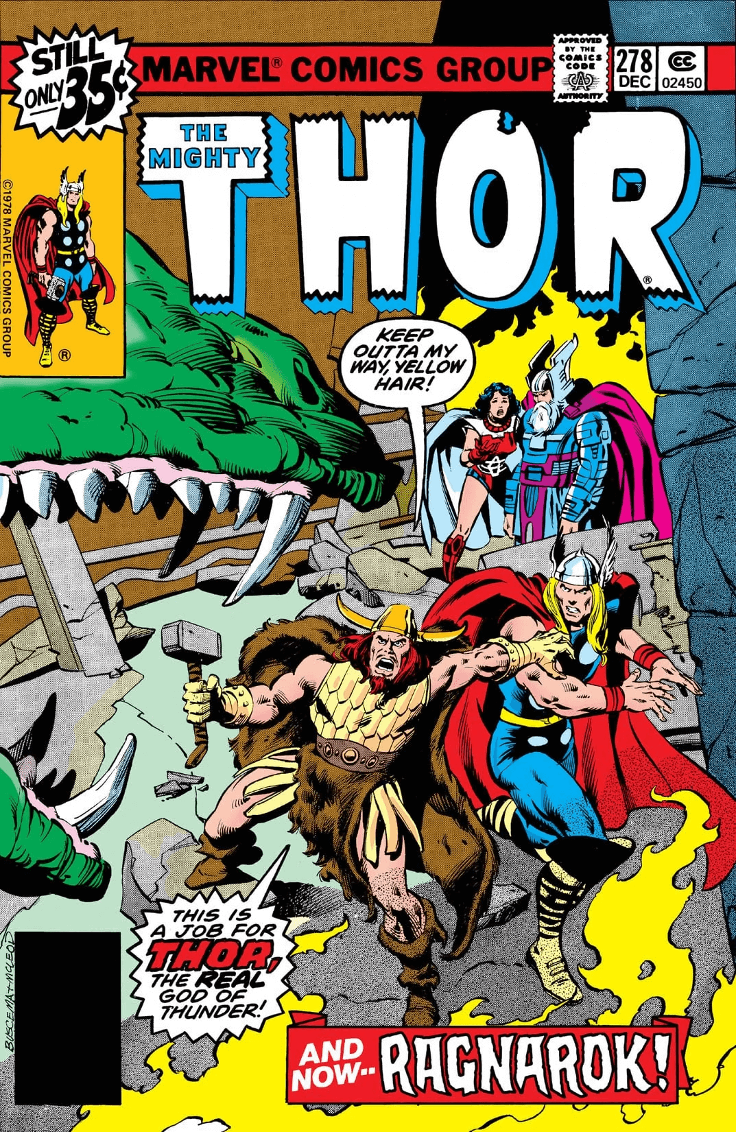 Red Norvell sulla cover di Thor 278 del 1978, di John Buscema. Marvel Comics