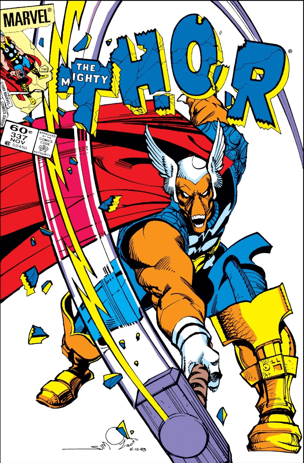 Beta Rey Bill, il primo degli eroi ad aver impugnato il martello di Thor perché degno, sulla storica cover di Thor 337 del 1983, di Walt Simonson