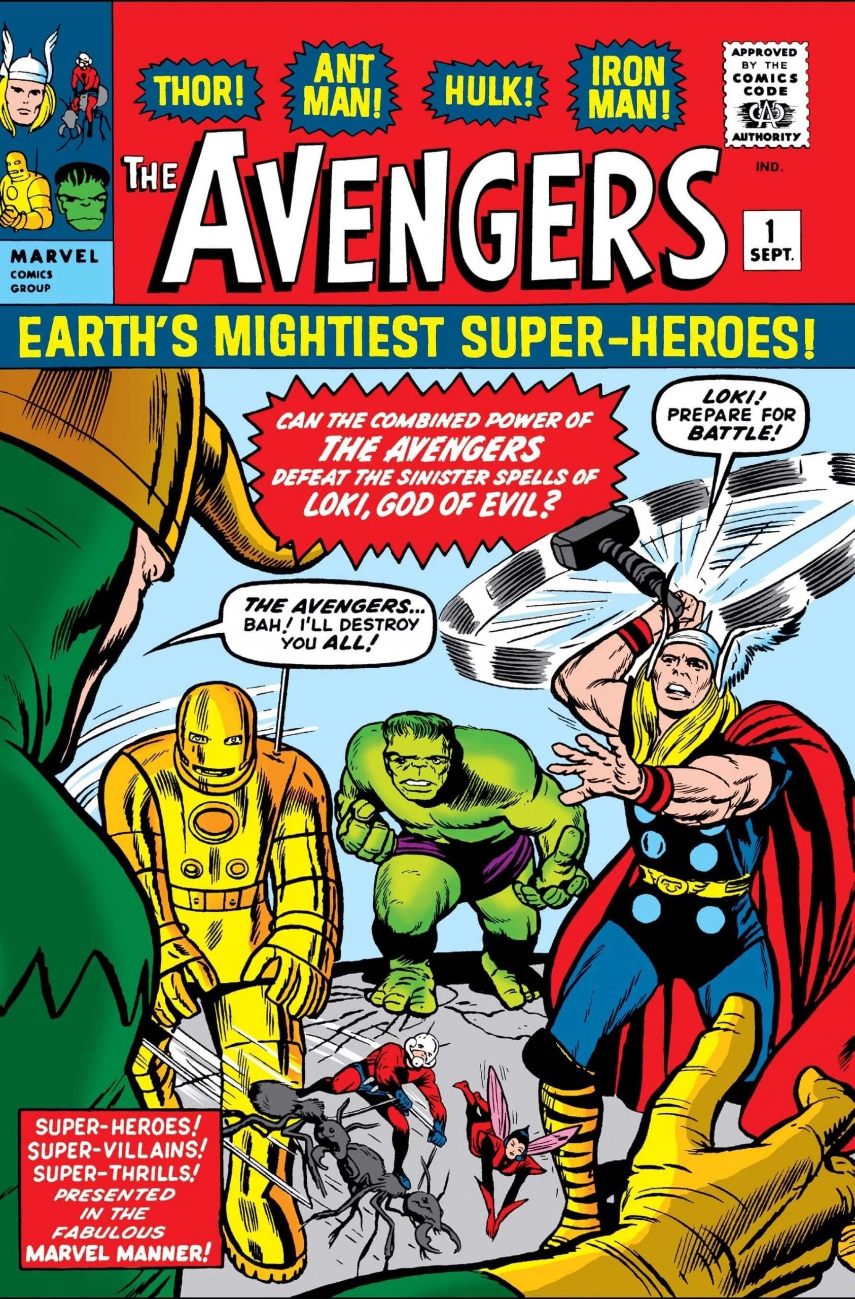 Cover di Avengers 1 del 1963 di Jack Kirby