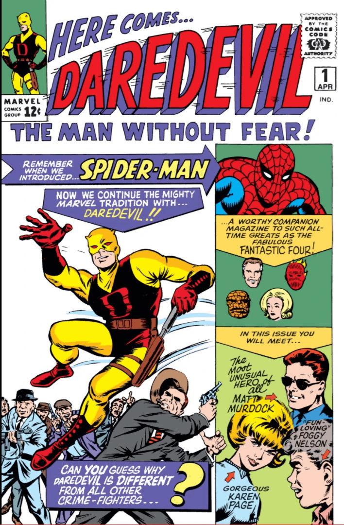 Cover di Daredevil 1 del 1964, di Jack Kirby e Bill Everett
