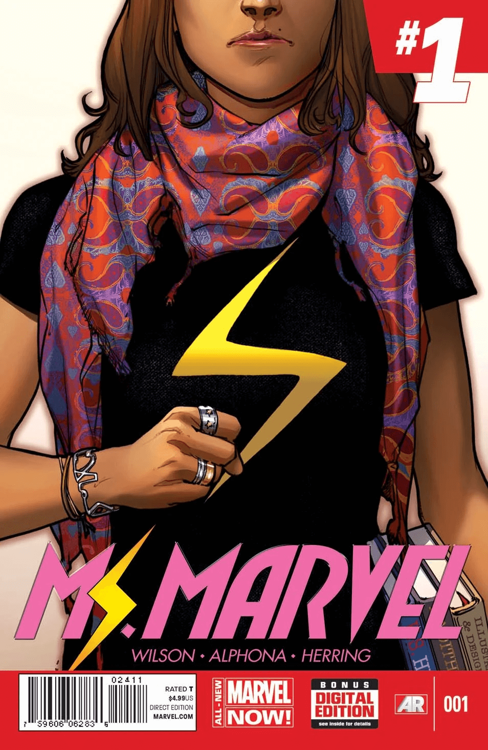 Cover di Ms Marvel 1 di Sara Pichelli, dove leggere le origini di Kamala Khan