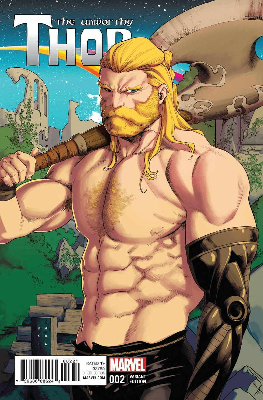 Thor con Jarnbjorn, nella variant cover di Unworthy Thor 2 del 2016, di Kris Anka