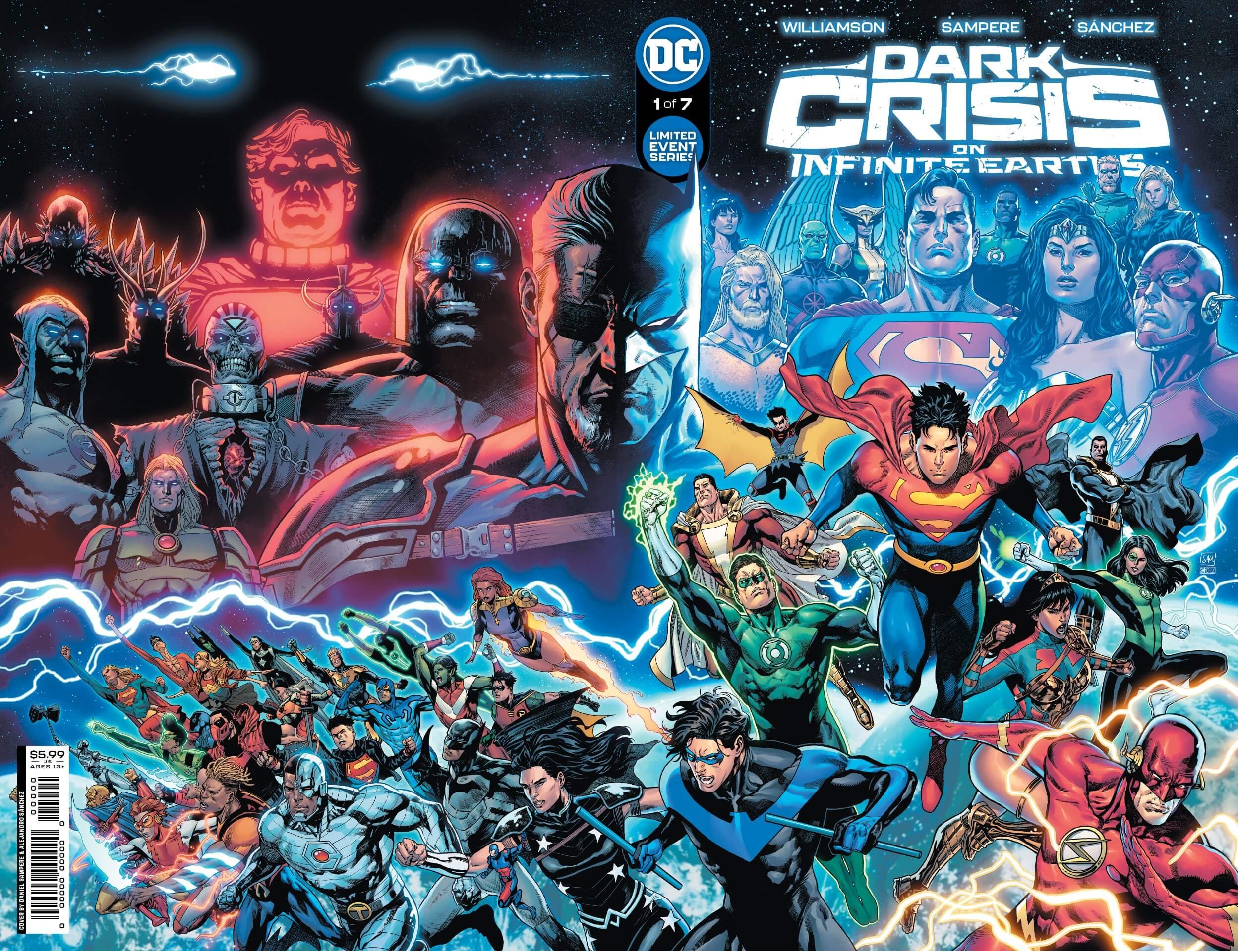 Cover della ristampa di Dark Crisis on Infinite Earths 1 di David Sampere