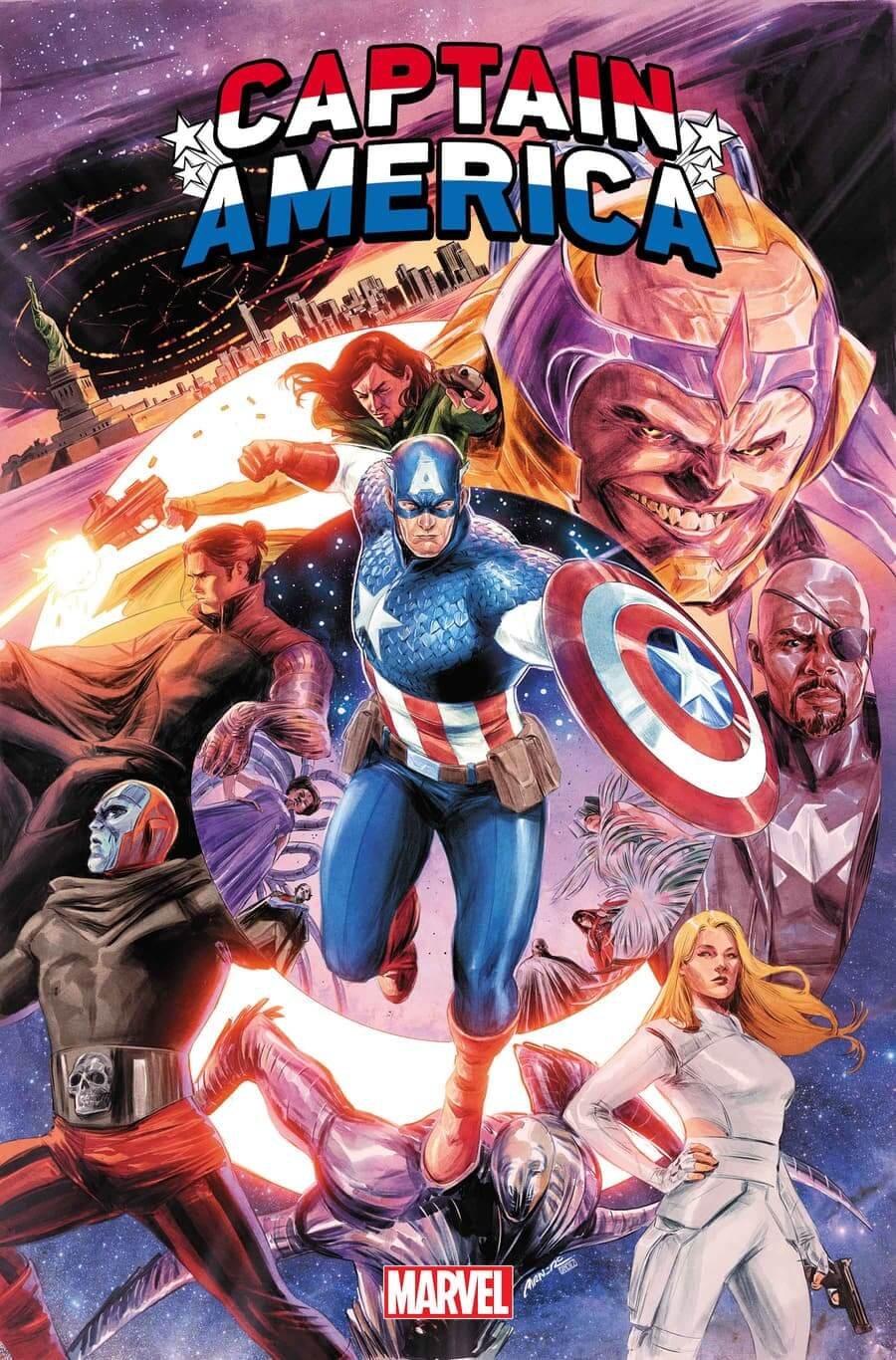 Couverture de Captain America : Finale, conclusion de la série Steve Rogers après la guerre froide, par Carmen Carnero.