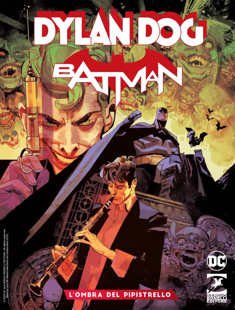 Couverture de Dylan Dog et Batman : L'ombre de la chauve-souris 1, par Gigi Cavenago