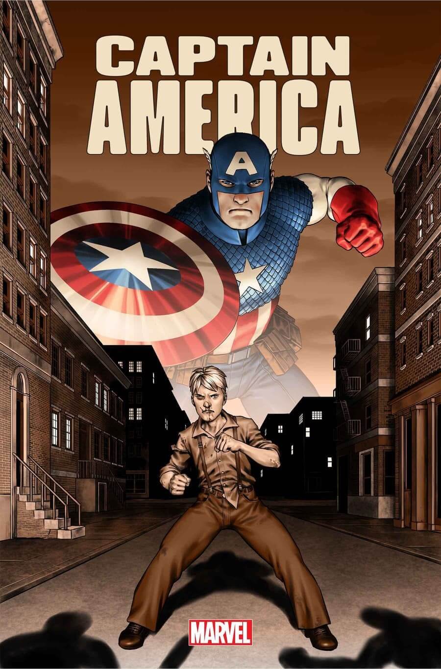 Cover di Captain America 1 di Jesus Saiz, esordio del ciclo di Straczynski in uscita a settembre