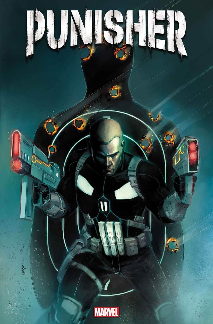 Couverture de Punisher 1 par Rod Reis, avec le nouveau protagoniste Joe Garrison.