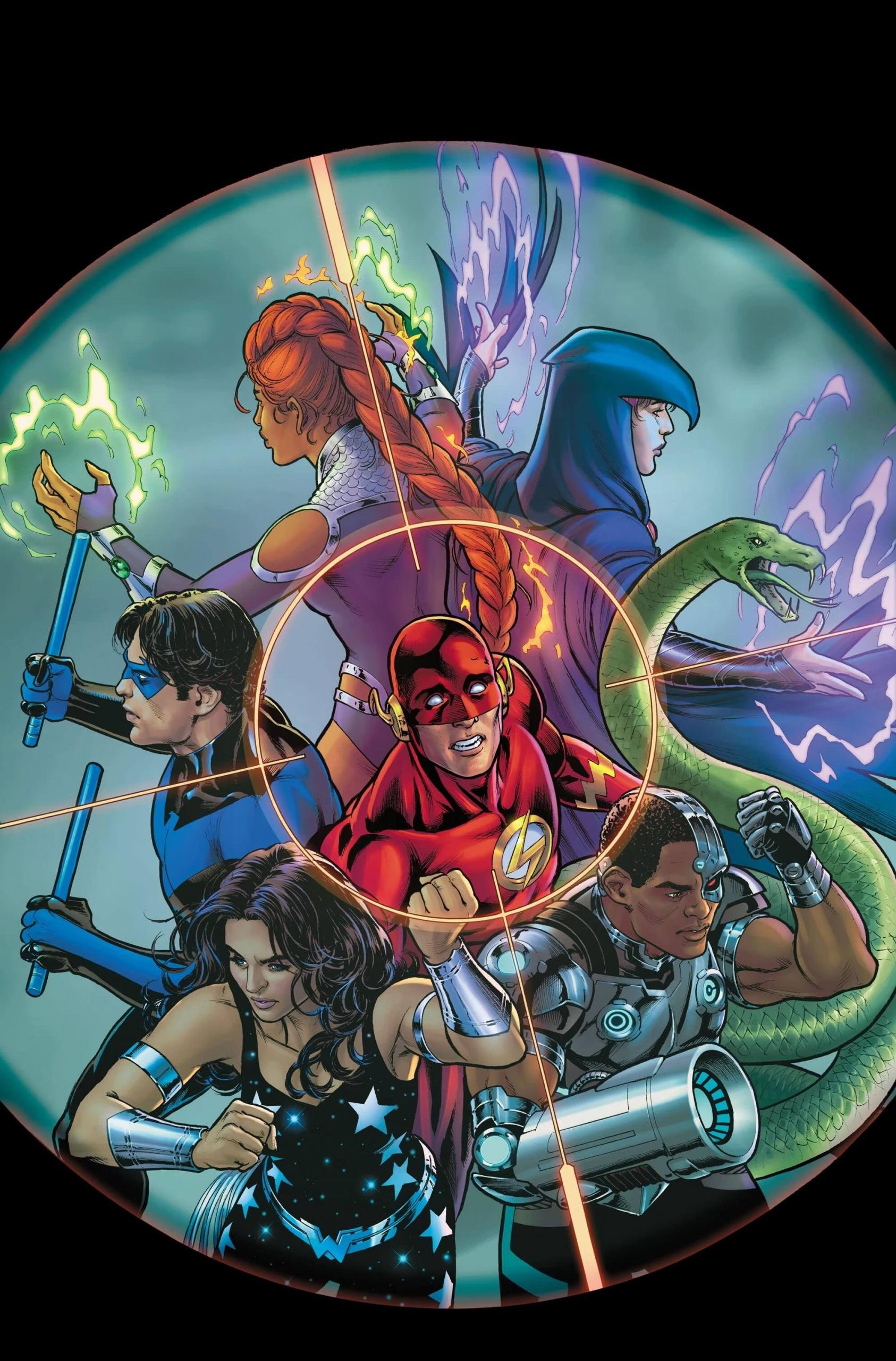 Cover di Titans 5 di Nicola Scott, crossover non ufficiale di Titans. Beast World