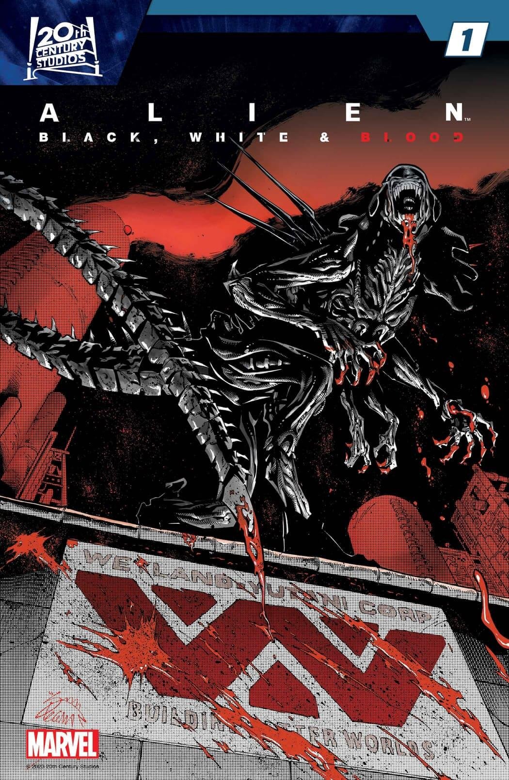 Cover di Alien: Black, White & Blood 1 di Ryan Stegman