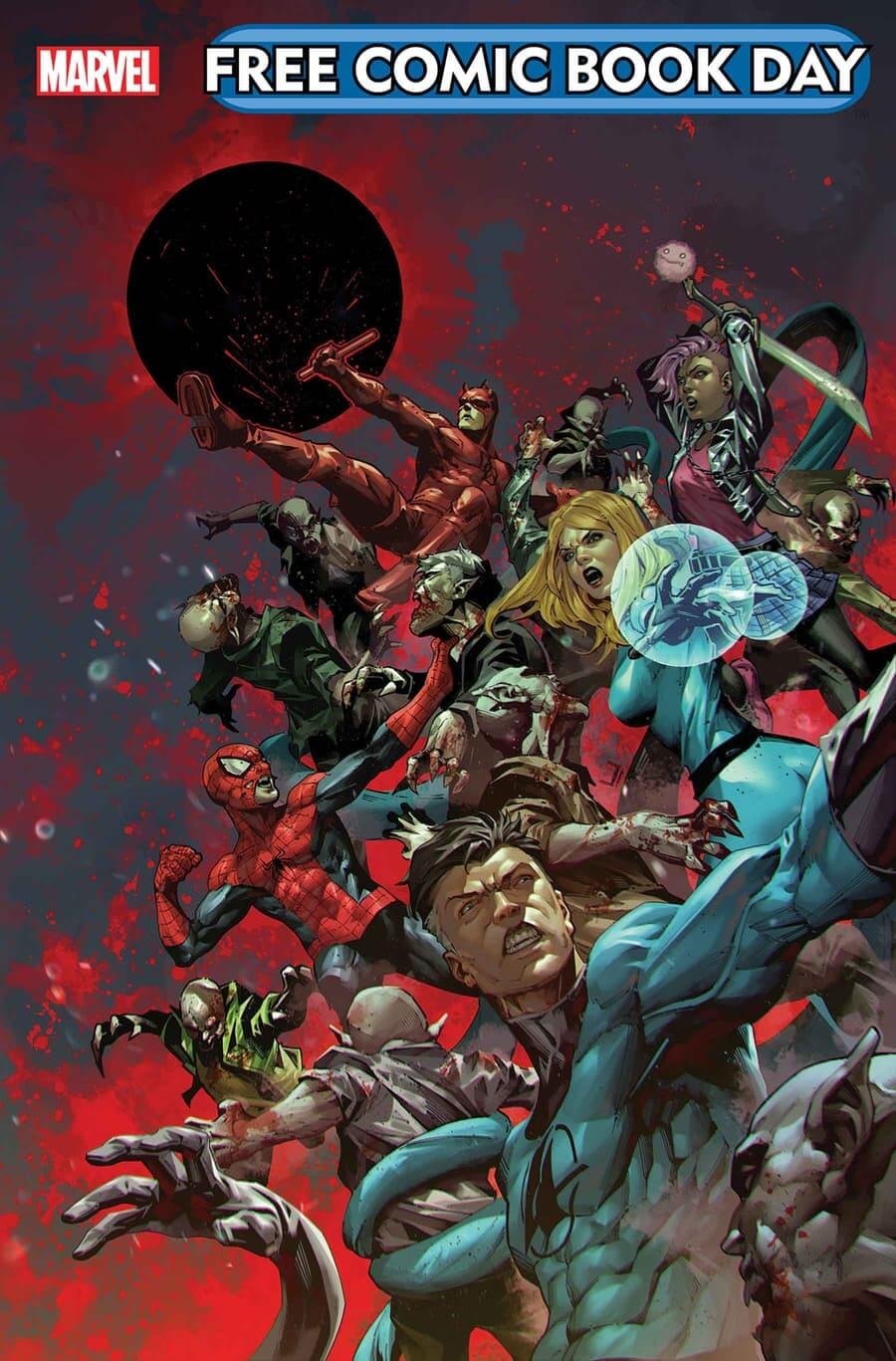 Couverture du Free Comic Book Day 2024 : Blood Hunt/X-Men, présentant deux des événements les plus attendus de Marvel.