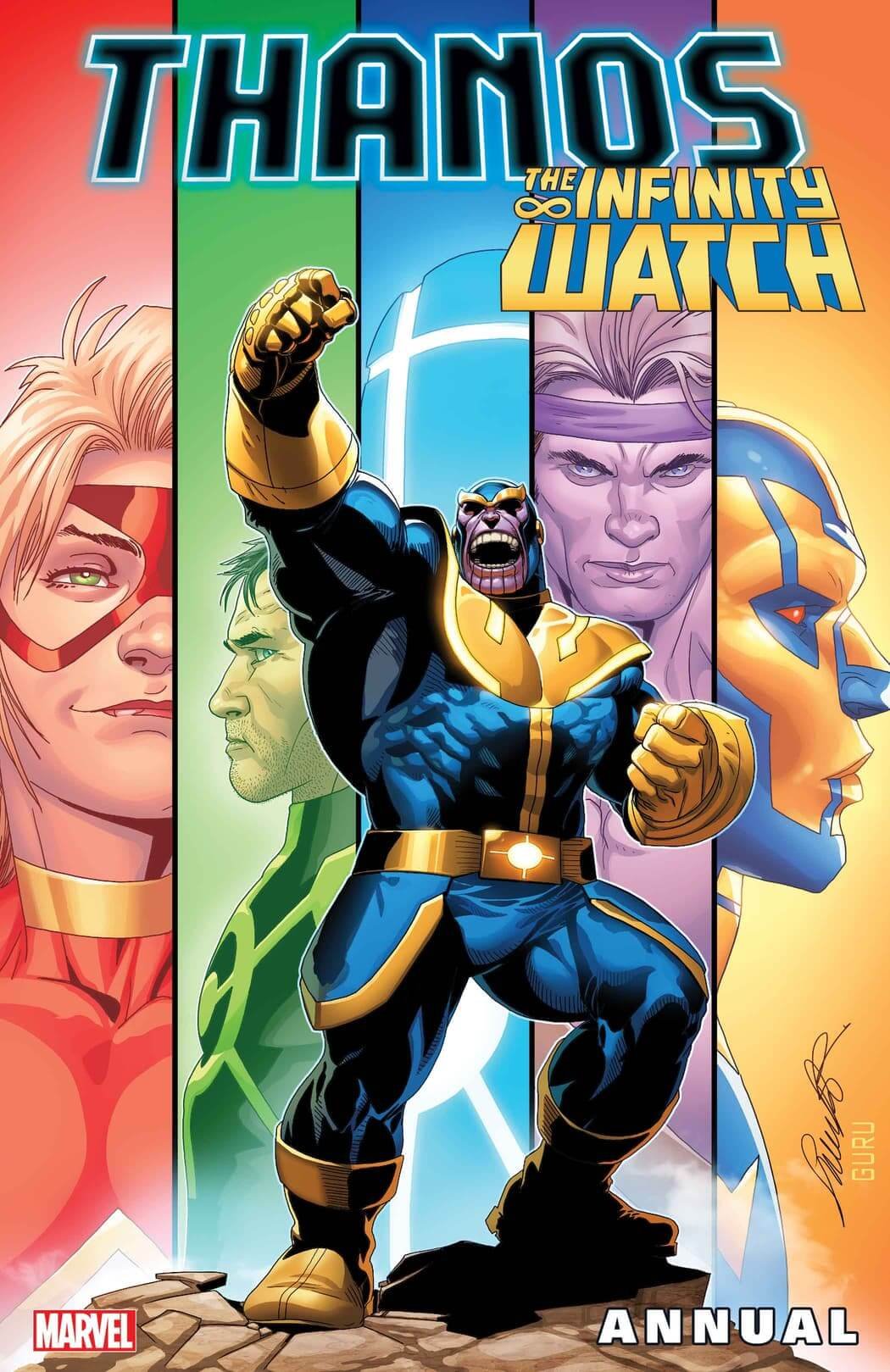 Couverture de Thanos Annual 1 par Salvador Larroca, premier chapitre d'Infinity Watch.