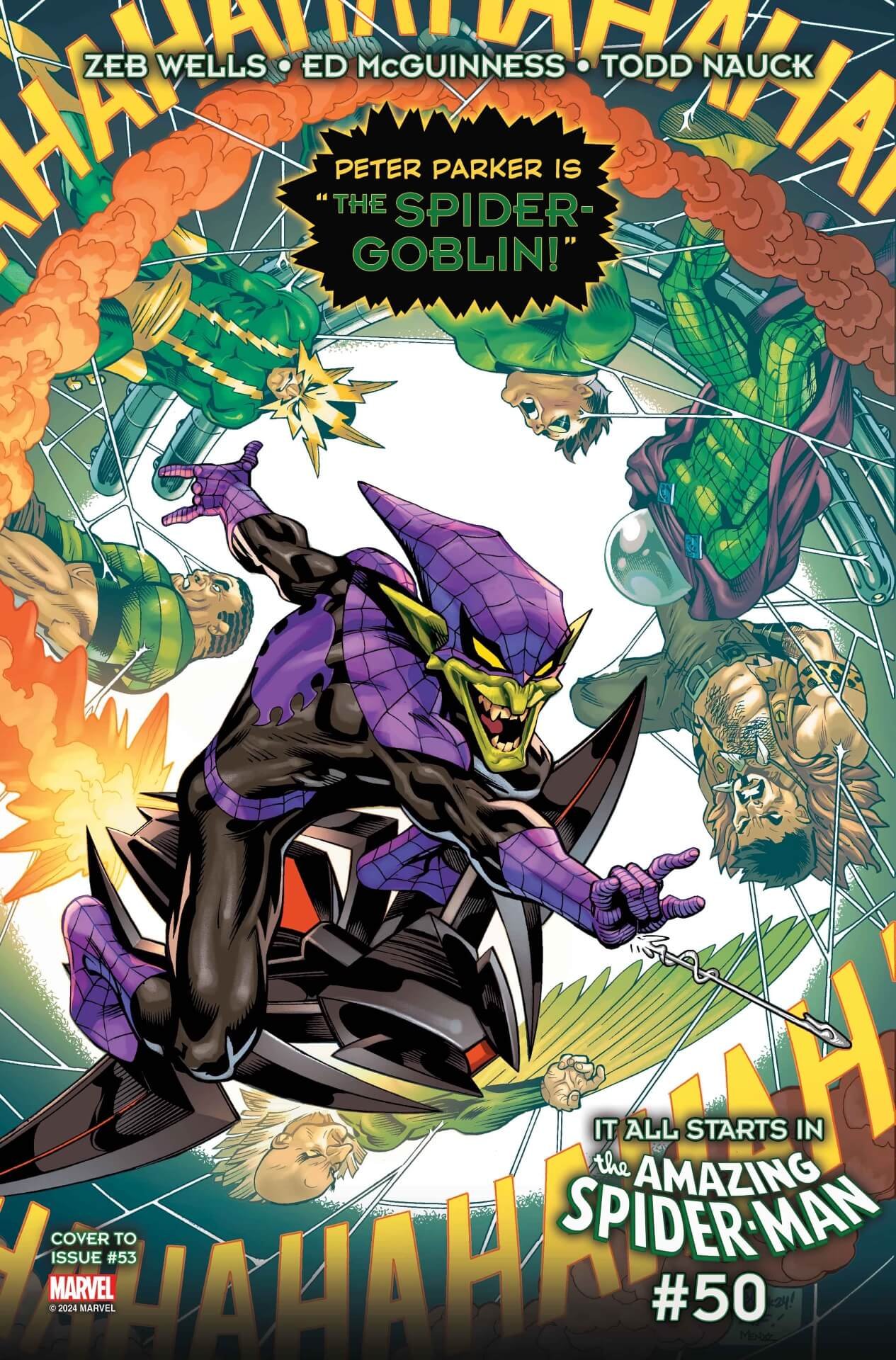 Cover di Amazing Spider-Man 53 di Ed McGuiness, con l'esordio di Spider-Goblin
