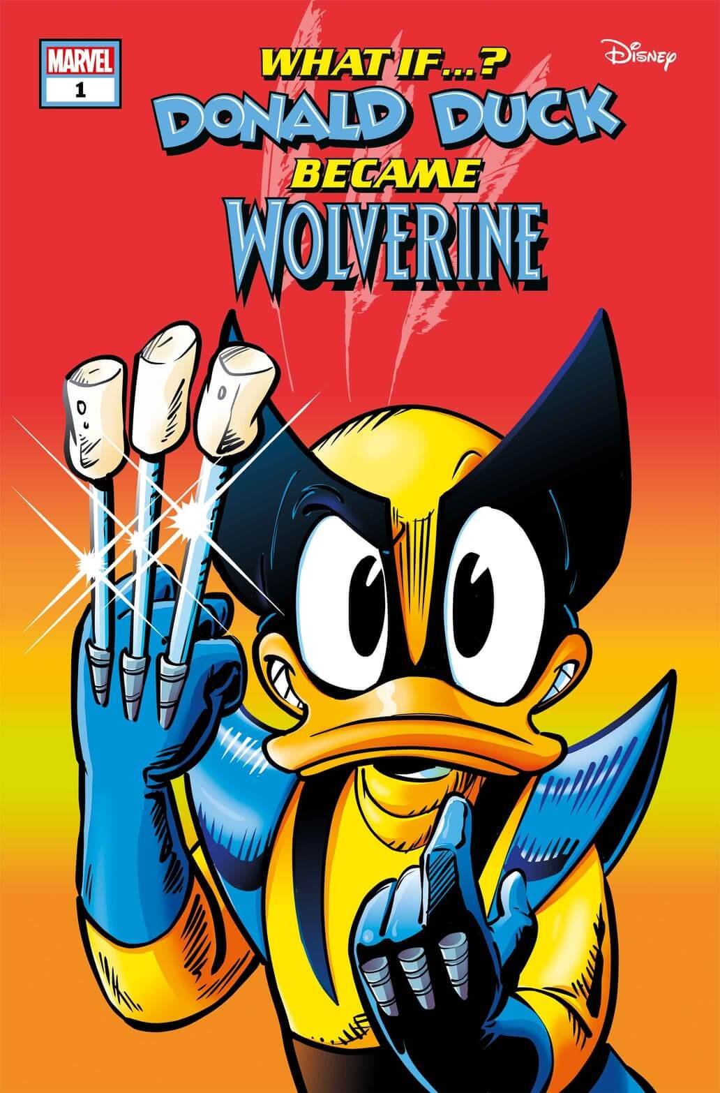 Couverture de Marvel &amp ; Disney : Et si... ? Donald Duck Became Wolverine par Giada Perissinotto, avec Donald Duck en Old Man Logan.