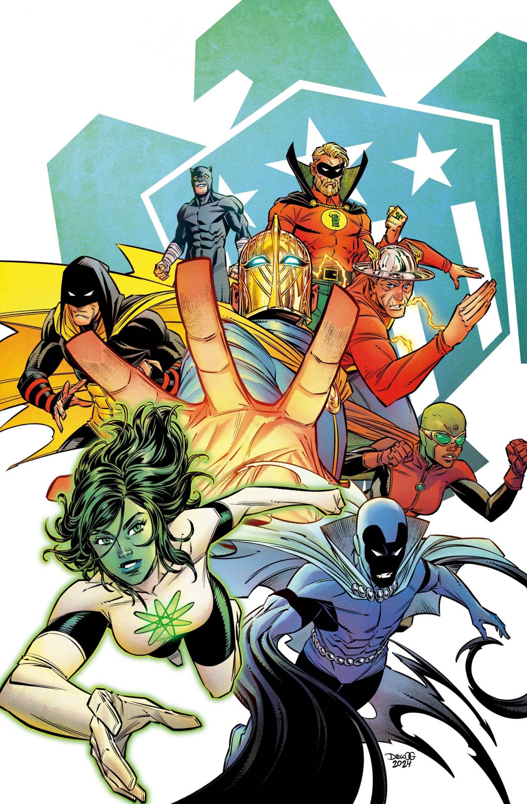 Cover di JSA 1 di Diego Olortegui, la nuova serie scritta da Jeff Lemire