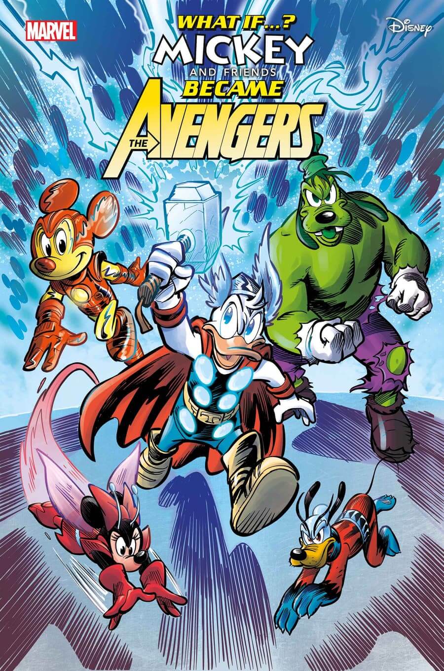 Cover di Marvel & Disney What If...? Mickey & Friends Became the Avengers di Alessandro Pastrovicchio, storico autore di Topolino