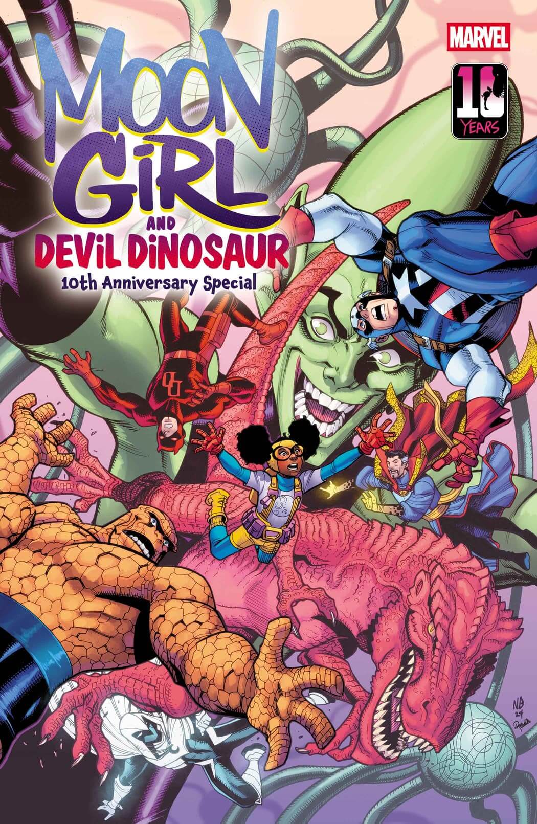Cover di Moon Girl & Devil Dinosaur 10th Anniversary Special di Nick Bradshaw