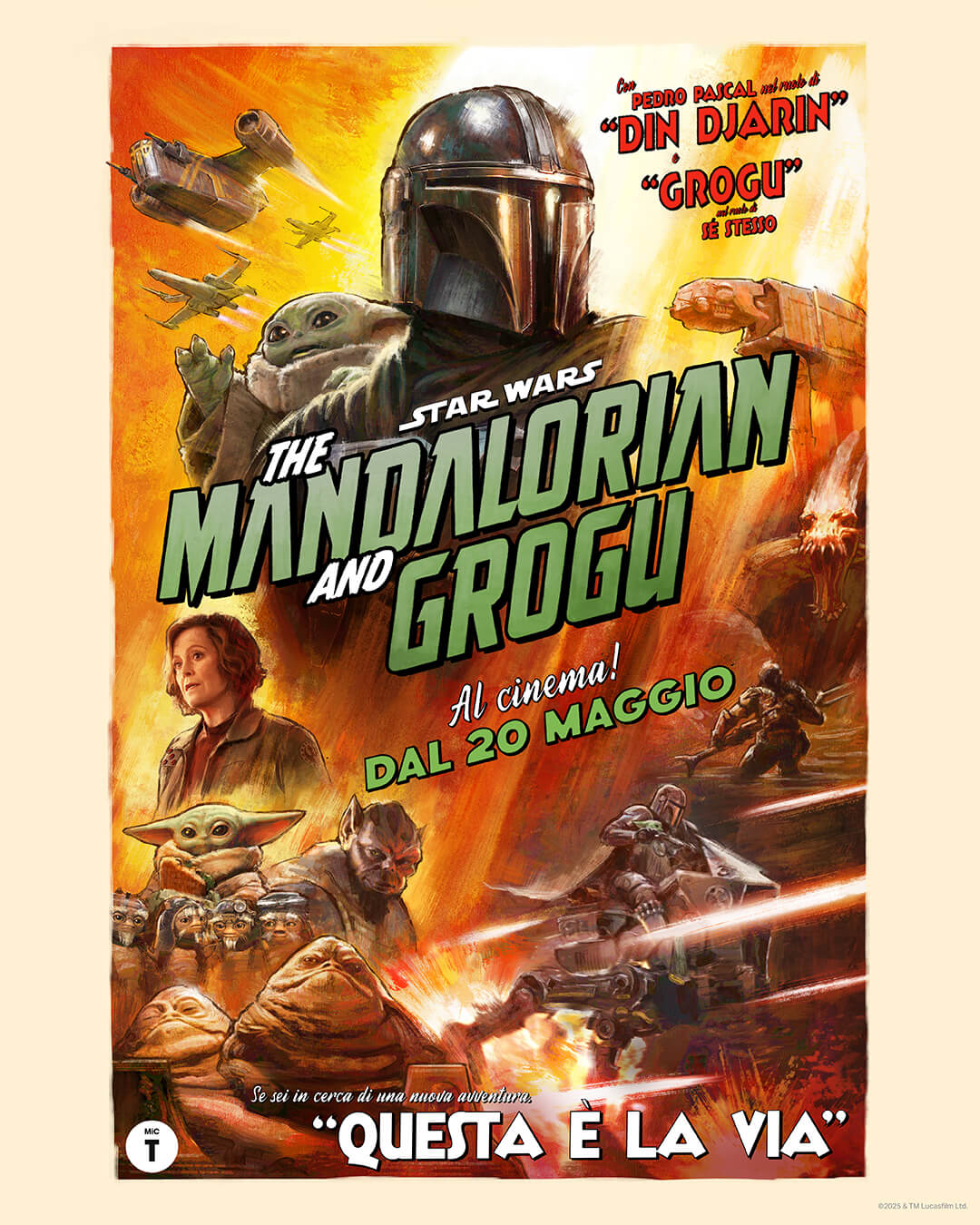 Il primo poster di The Mandalorian and Grogu, rilasciato insieme al primo teaser trailer