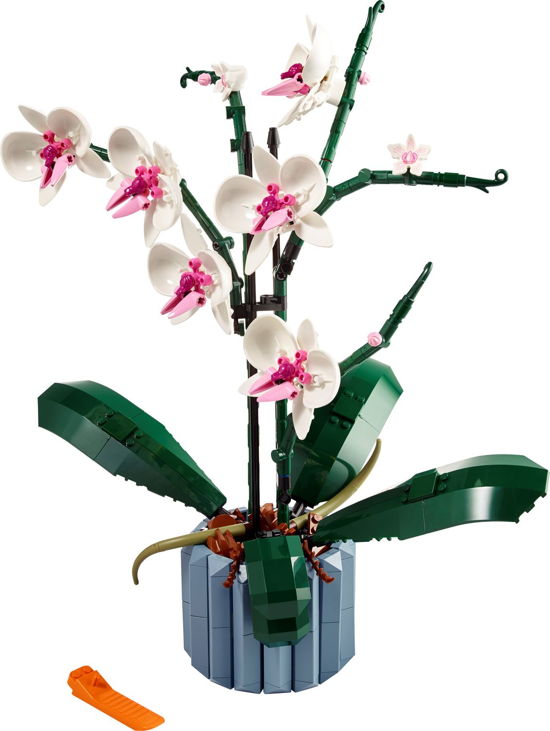 LEGO Orchidea 10311 con fiori bianchi e rosa nel vaso azzurro costruibile