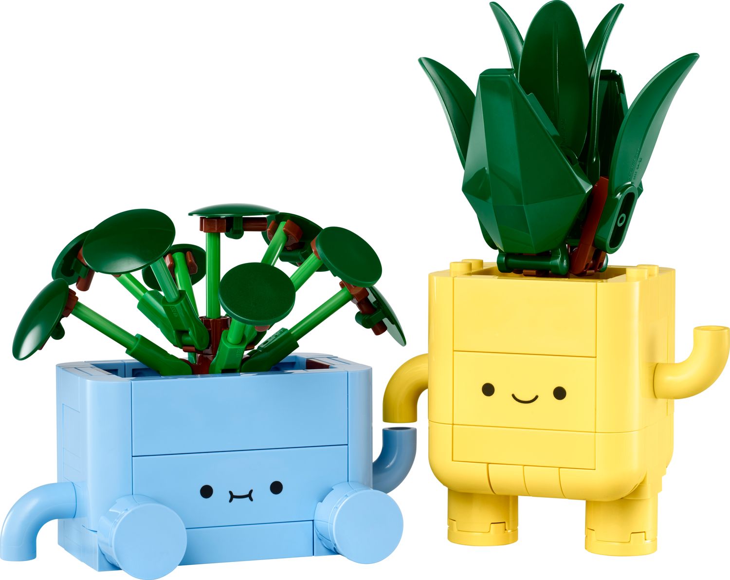 LEGO Botanicals Piantine felici 10349 con due piante nei vasi sorridenti giallo e blu