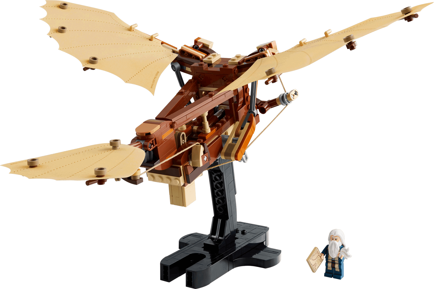 LEGO Icons Macchina volante di Leonardo da Vinci 10363 con ali spiegate e supporto da esposizione