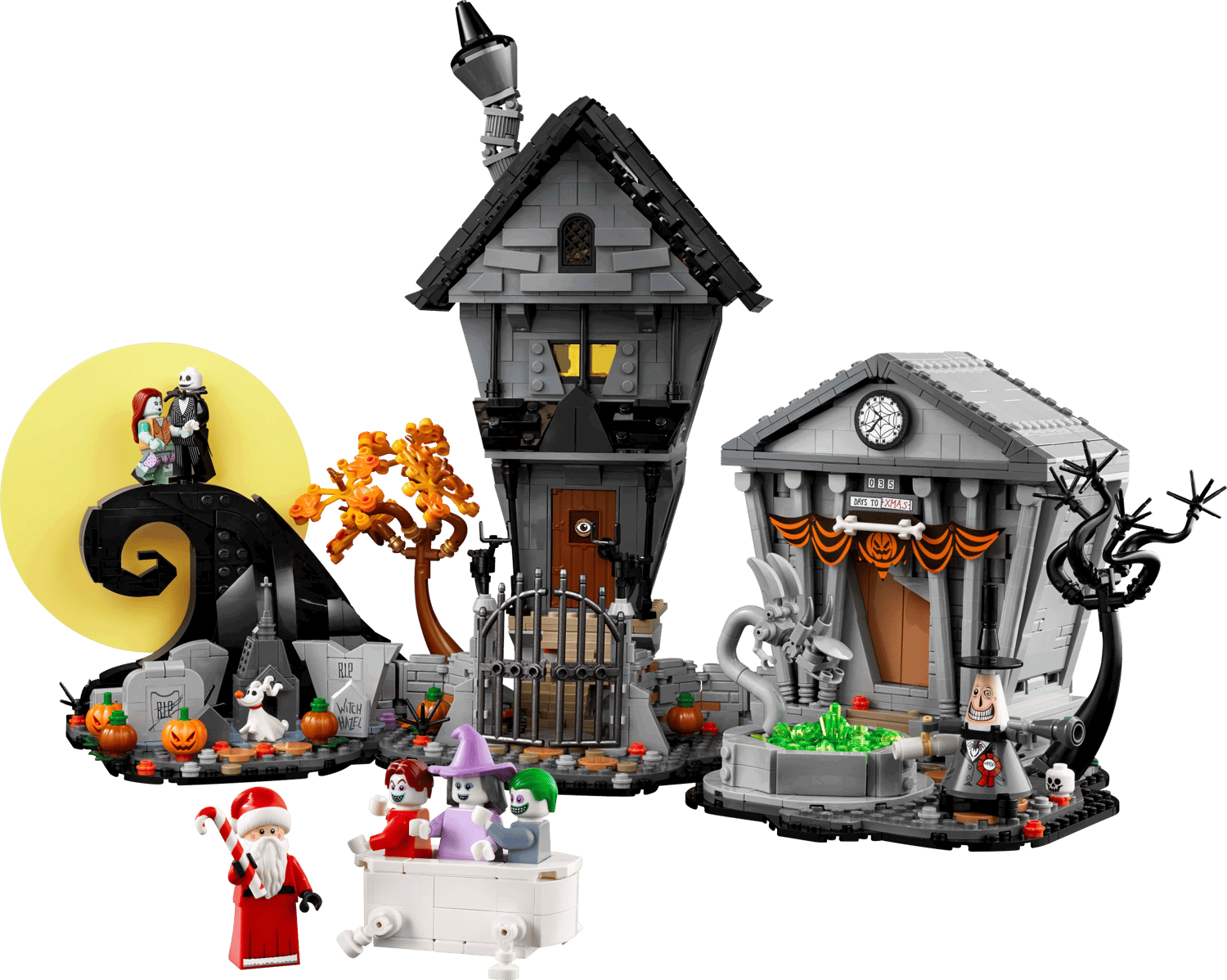 1. LEGO Ideas Nightmare Before Christmas 21351 con la collina a spirale e gli edifici di Halloween Town