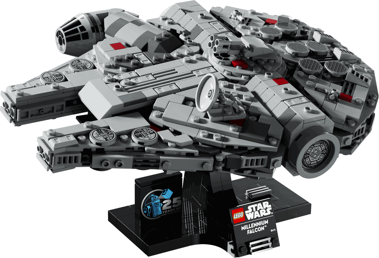 LEGO Star Wars Millennium Falcon 75375 sul supporto da esposizione inclinato