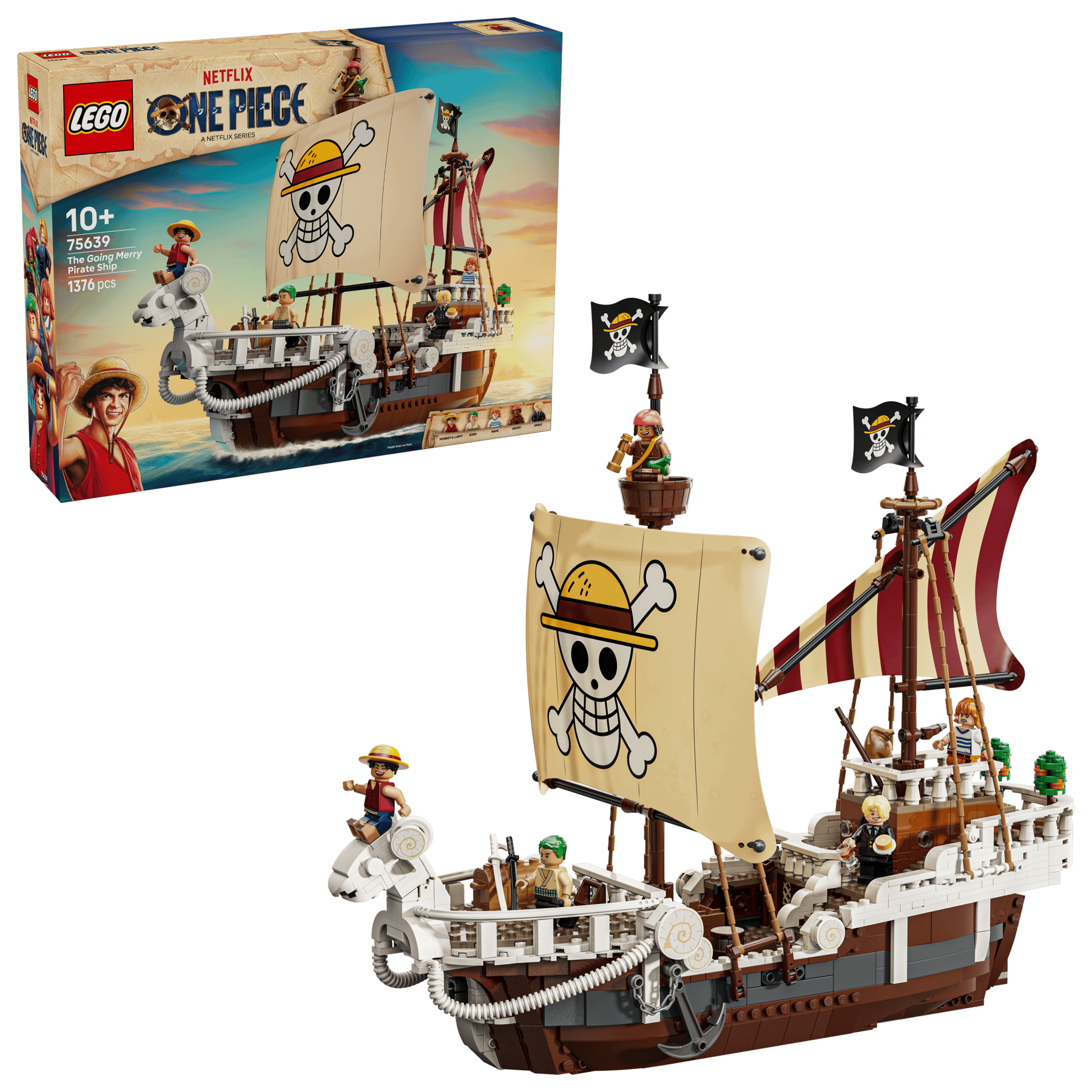 Set LEGO One Piece Going Merry 75639 con confezione e nave da costruire
